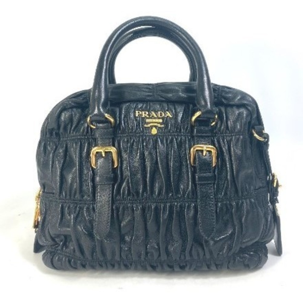 Prada Gathered Handbag Black